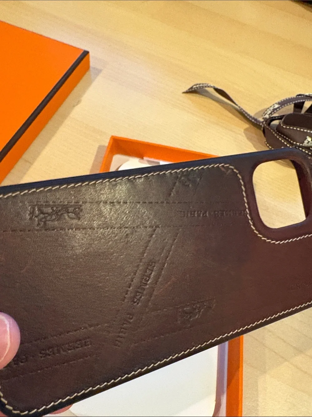 Hermes Brown Leather iPhone Case - Accessories